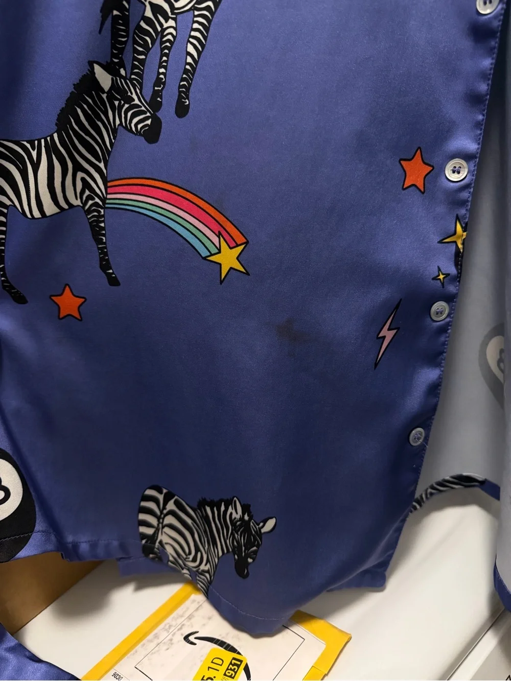 Dressed in LALA Blue Zebra Print Skirt Set with Rainbow & 8-Ball Motifs